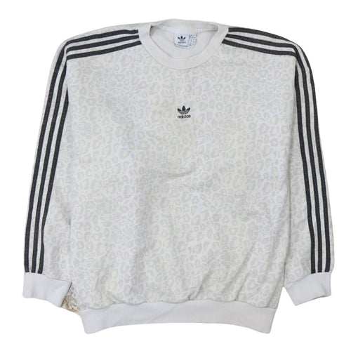 Adidas Womens White Animal Print Crew Neck Sweatshirt Size 12