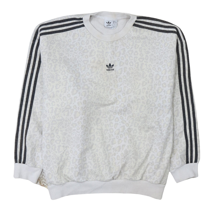 Adidas Womens White Animal Print Crew Neck Sweatshirt Size 12