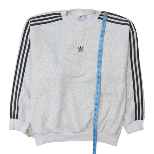 Adidas Womens White Animal Print Crew Neck Sweatshirt Size 12
