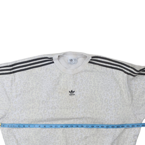 Adidas Womens White Animal Print Crew Neck Sweatshirt Size 12