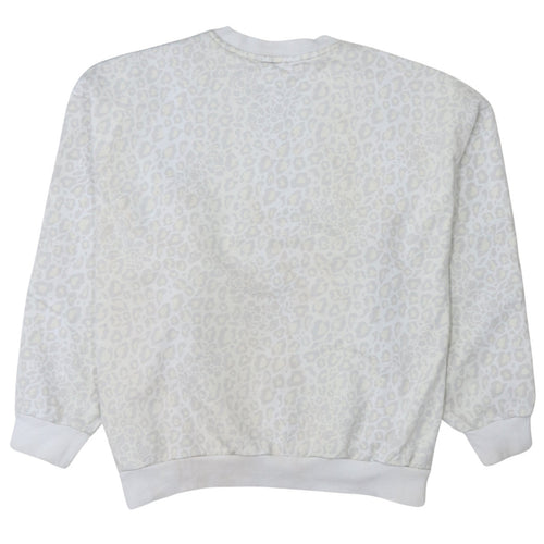 Adidas Womens White Animal Print Crew Neck Sweatshirt Size 12