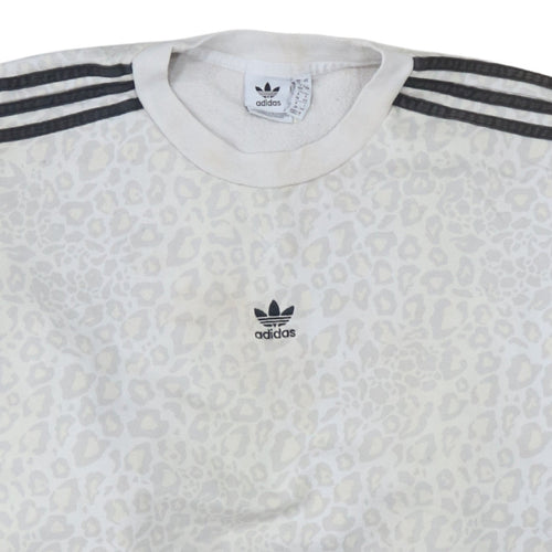 Adidas Womens White Animal Print Crew Neck Sweatshirt Size 12