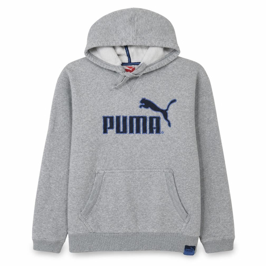 Puma Mens Grey Pullover Hoodie M Regular Fit Sports Fleece
