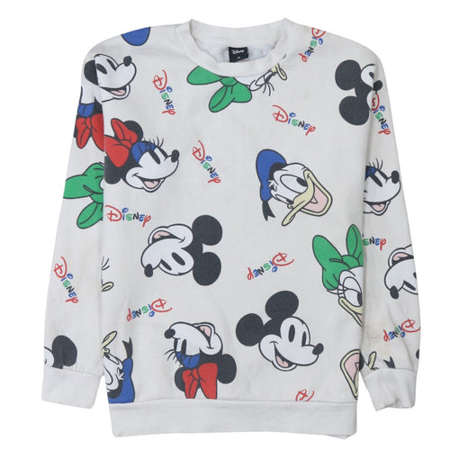 Disney Women White Multicoloured Pullover Sweatshirt Size 12-14 M