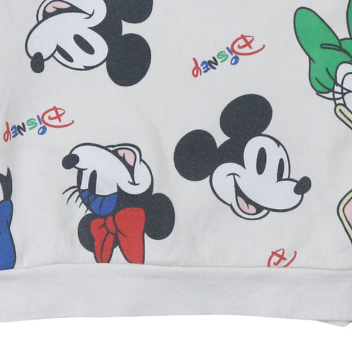 Disney Women White Multicoloured Pullover Sweatshirt Size 12-14 M