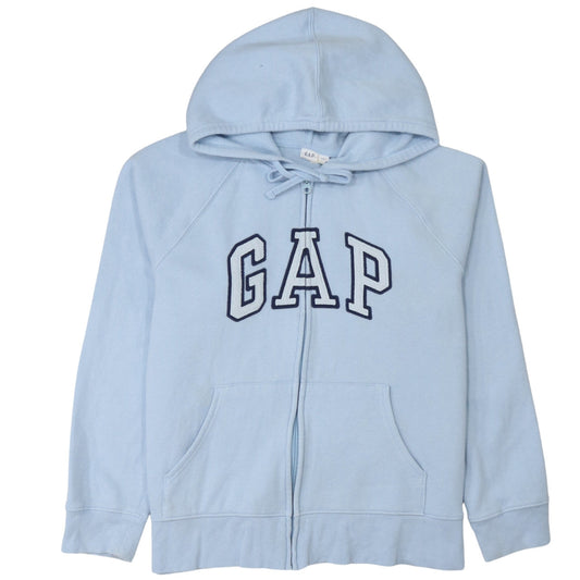 GAP Women Blue Full Zip Hoodie Large Logo Cotton Blend Casual