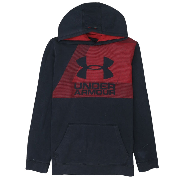 Under Armour Boys Black & Red Pullover Hoodie XL Loose Fit ColdGear