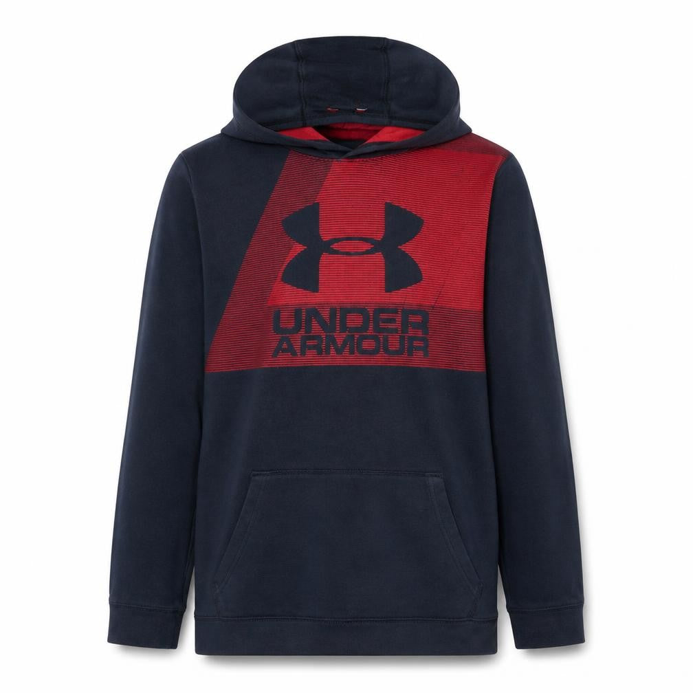 Under Armour Boys Black & Red Pullover Hoodie XL Loose Fit ColdGear