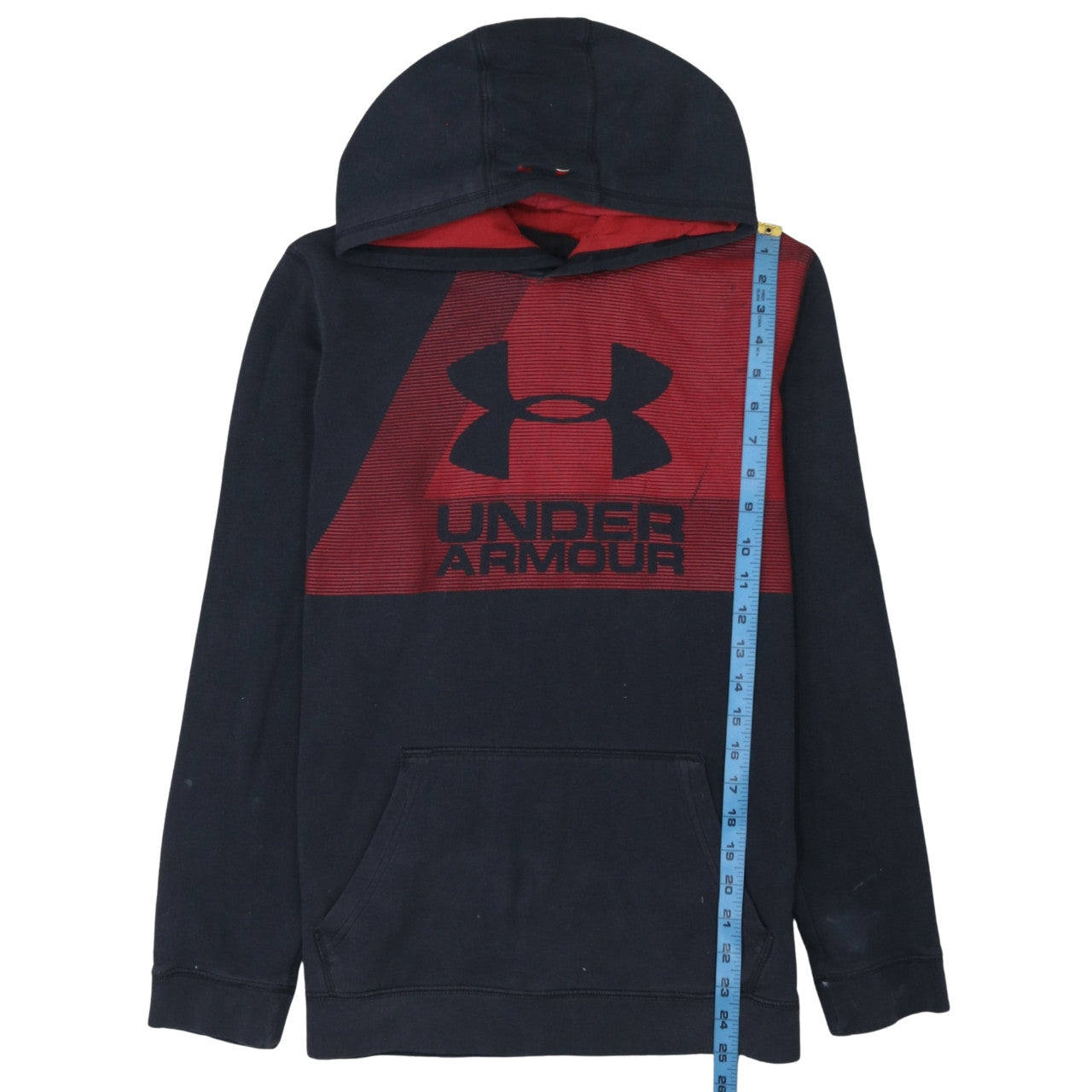 Under Armour Boys Black & Red Pullover Hoodie XL Loose Fit ColdGear