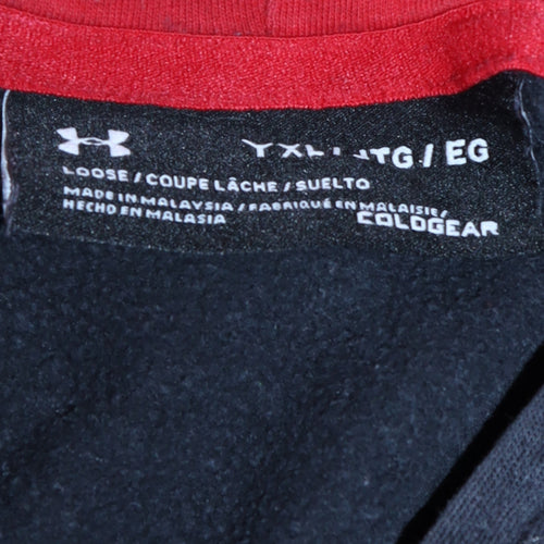 Under Armour Boys Black & Red Pullover Hoodie XL Loose Fit ColdGear