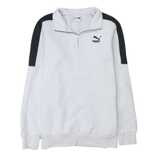 Puma Men’s White 1/4 Zip Sweatshirt Size S Sportswear Classic