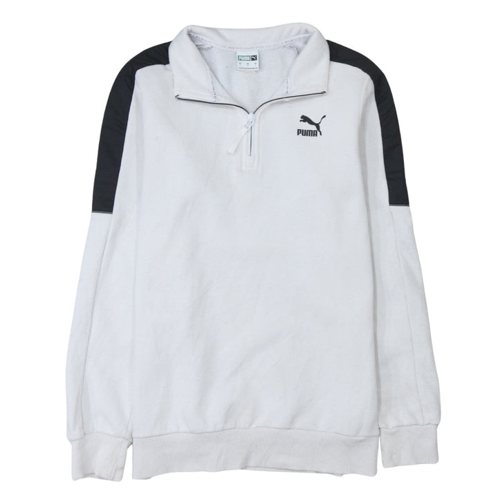 Puma Men’s White 1/4 Zip Sweatshirt Size S Sportswear Classic