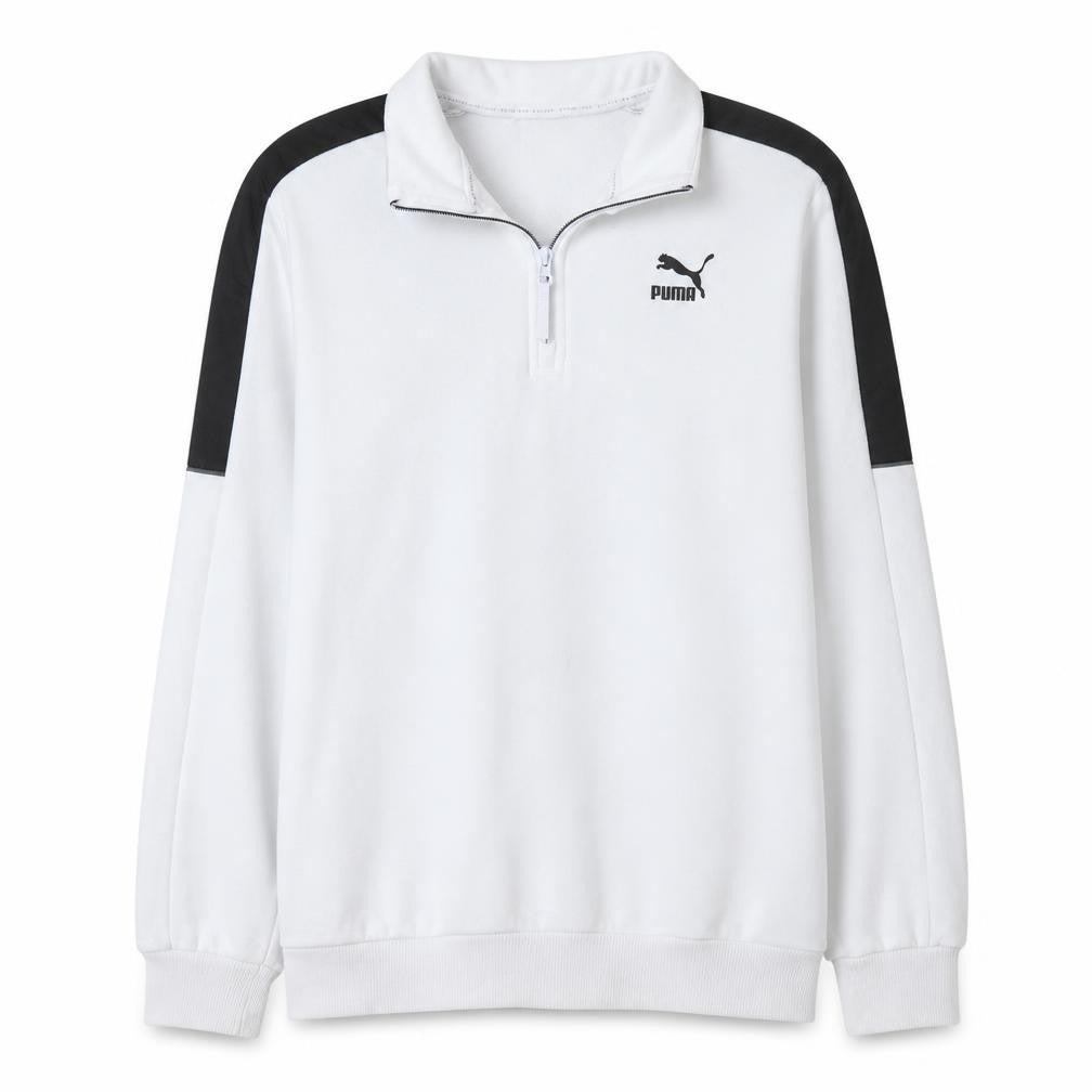 Puma Men’s White 1/4 Zip Sweatshirt Size S Sportswear Classic