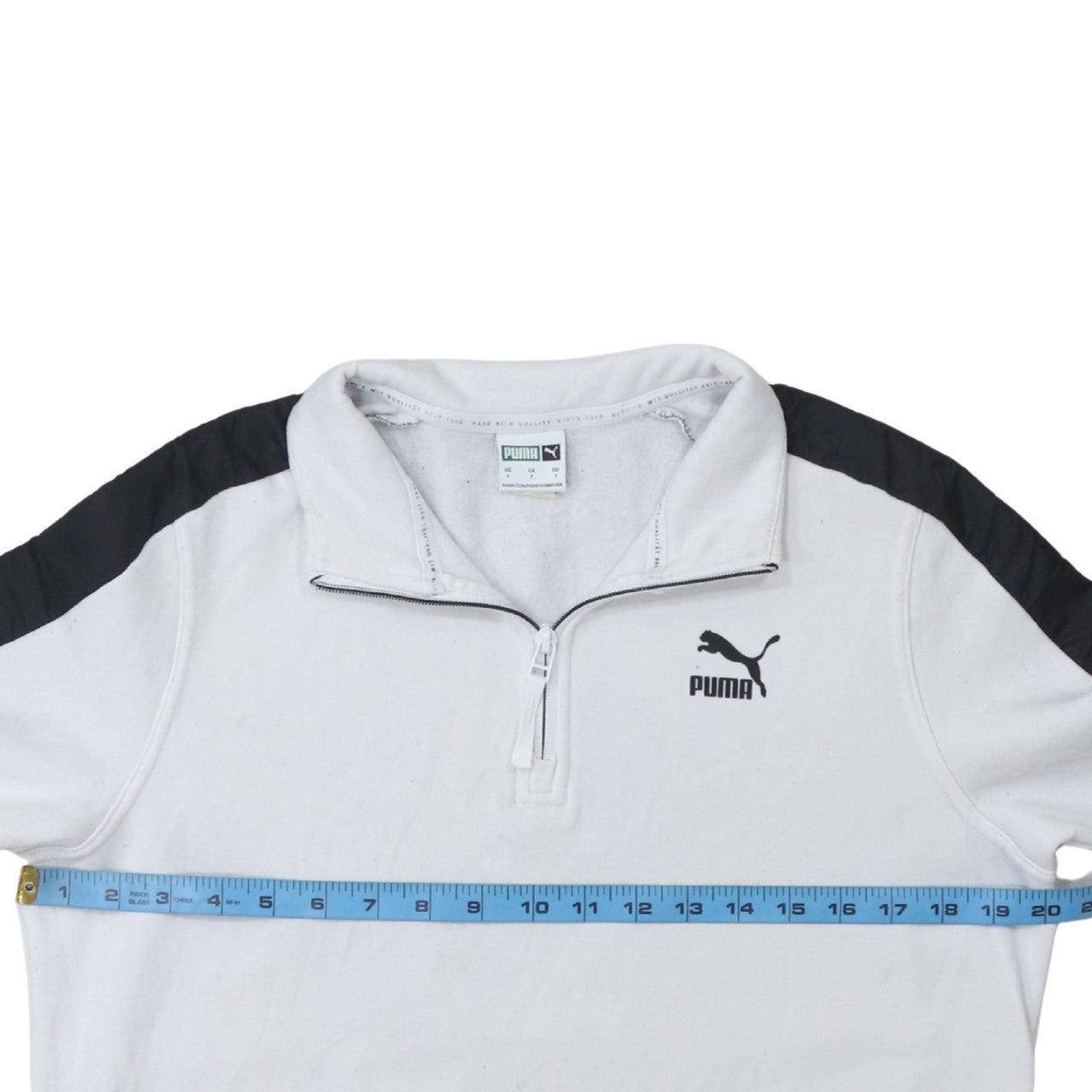 Puma Men’s White 1/4 Zip Sweatshirt Size S Sportswear Classic