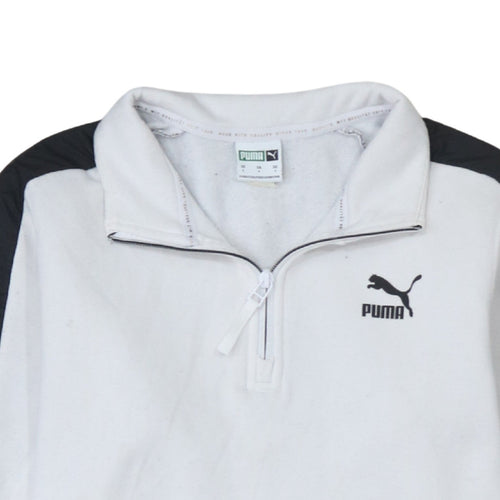 Puma Men’s White 1/4 Zip Sweatshirt Size S Sportswear Classic