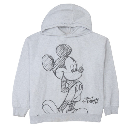 Disney Women Grey Mickey Mouse Hooded Pullover Sweatshirt 2XL