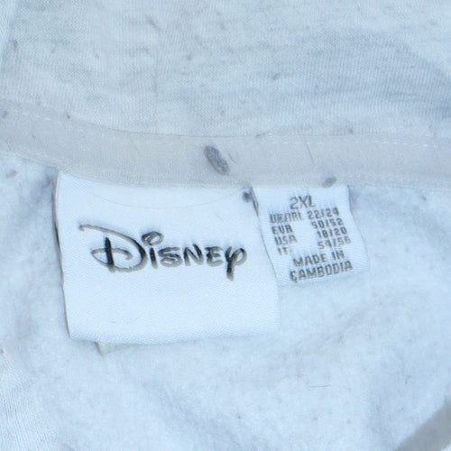 Disney Women Grey Mickey Mouse Hooded Pullover Sweatshirt 2XL