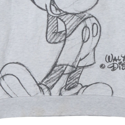 Disney Women Grey Mickey Mouse Hooded Pullover Sweatshirt 2XL