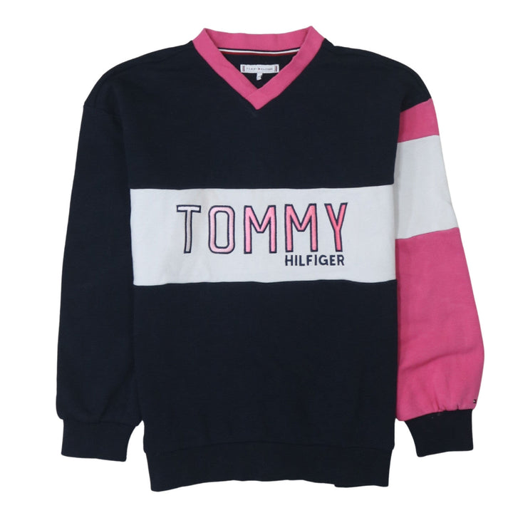 Tommy Hilfiger Girls Multicoloured V-Neck Pullover Sweatshirt 11-12 Years