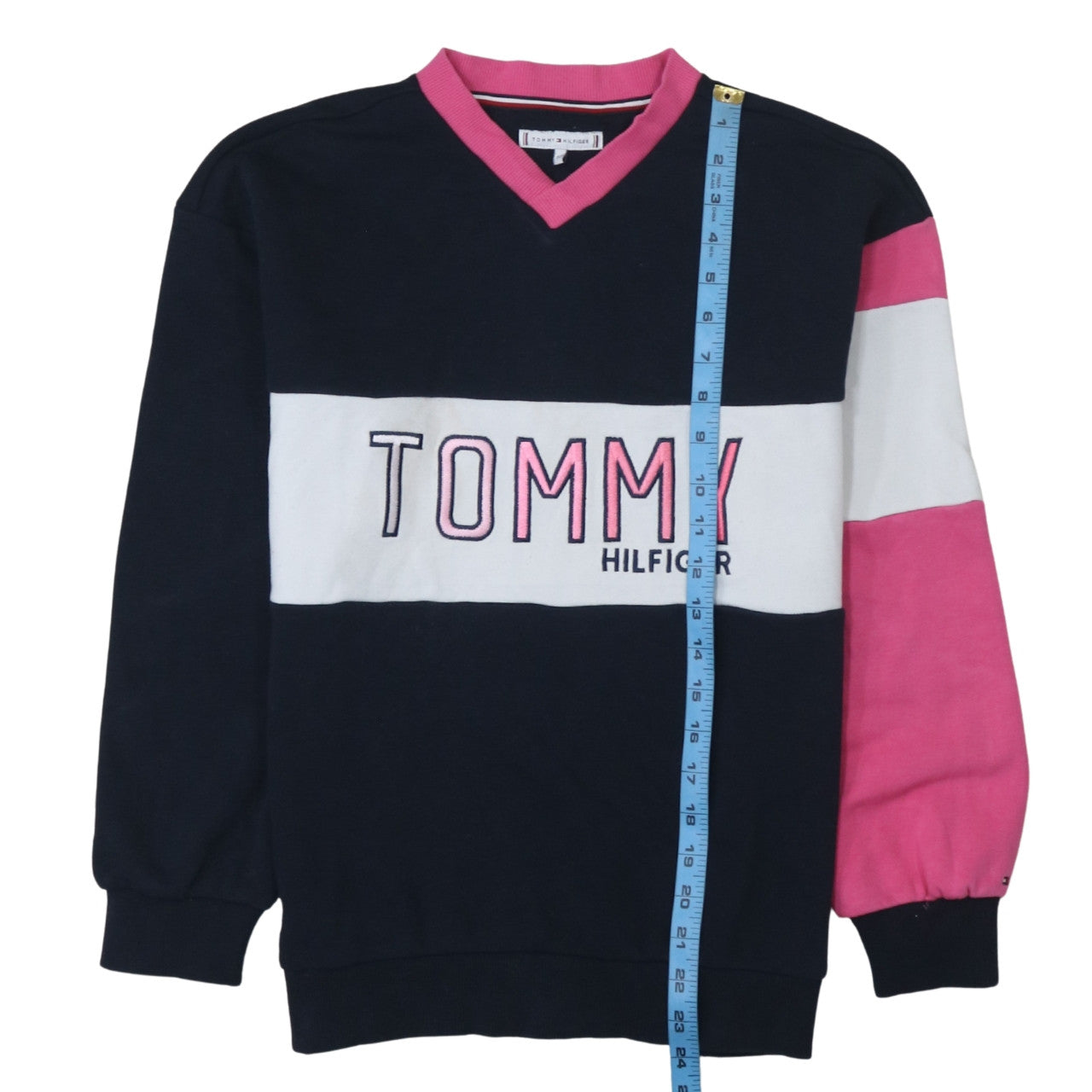 Tommy Hilfiger Girls Multicoloured V-Neck Pullover Sweatshirt 11-12 Years