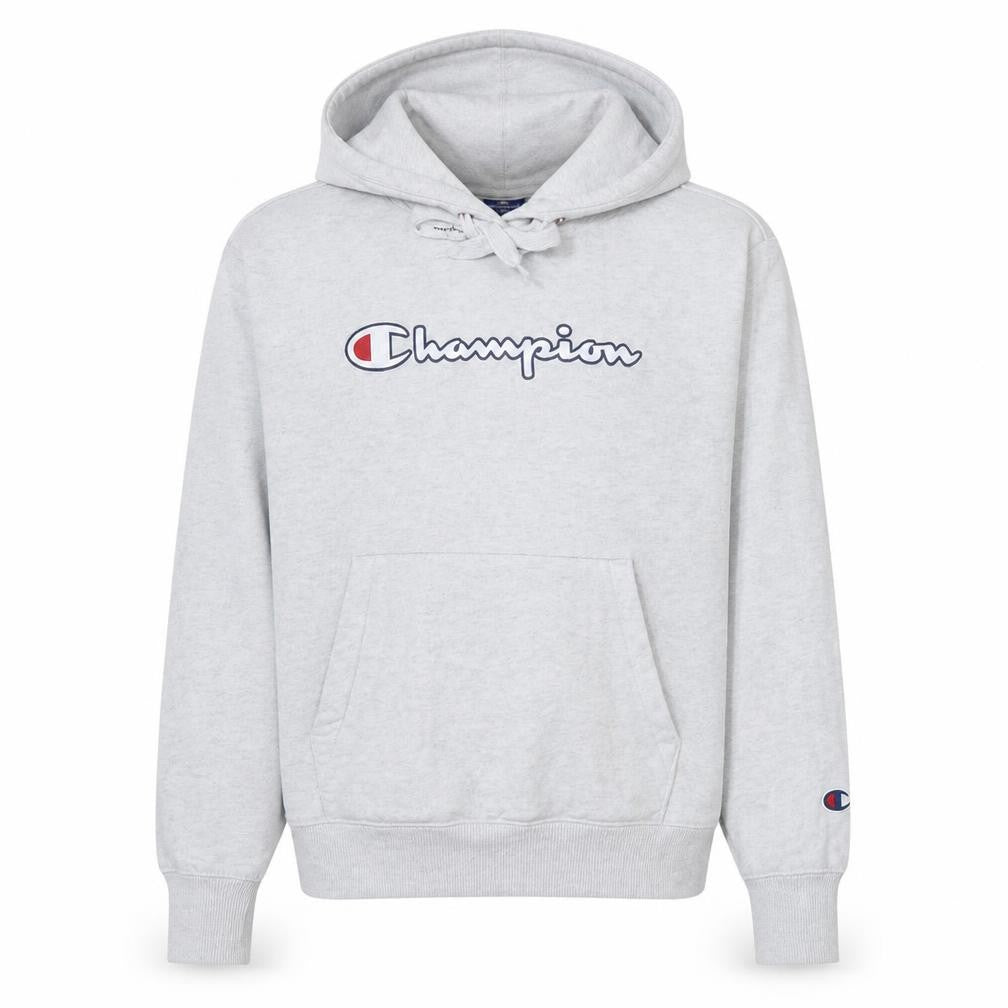 Champion Mens Grey Pullover Hoodie XS Logo Fleece Sweatshirt