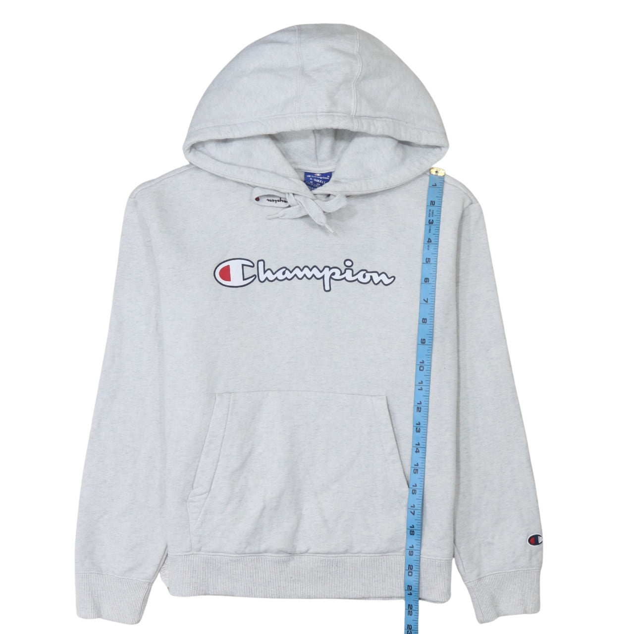 Champion Mens Grey Pullover Hoodie XS Logo Fleece Sweatshirt