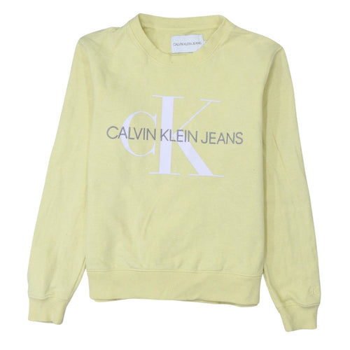 Calvin Klein Jeans Womens Yellow Cotton Pullover Sweatshirt S