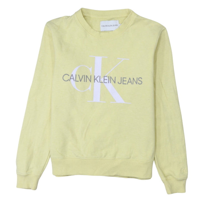 Calvin Klein Jeans Womens Yellow Cotton Pullover Sweatshirt S