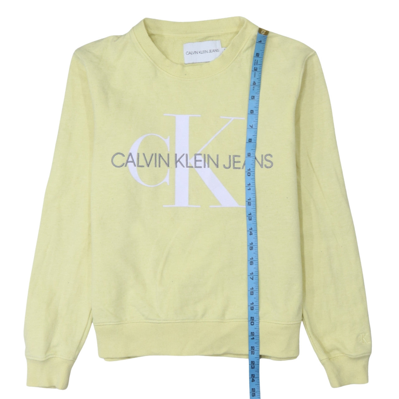 Calvin Klein Jeans Womens Yellow Cotton Pullover Sweatshirt S