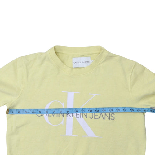 Calvin Klein Jeans Womens Yellow Cotton Pullover Sweatshirt S