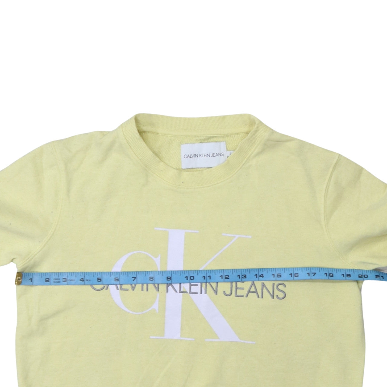 Calvin Klein Jeans Womens Yellow Cotton Pullover Sweatshirt S