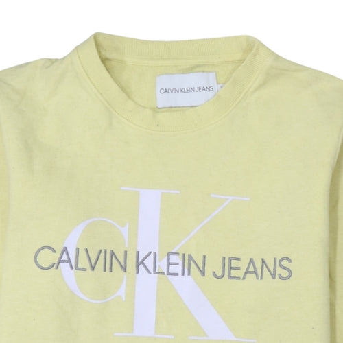 Calvin Klein Jeans Womens Yellow Cotton Pullover Sweatshirt S