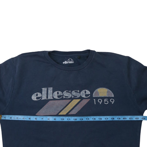 Ellesse Men's Blue Pullover Sweatshirt L Graphic Print Retro Style