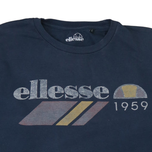 Ellesse Men's Blue Pullover Sweatshirt L Graphic Print Retro Style