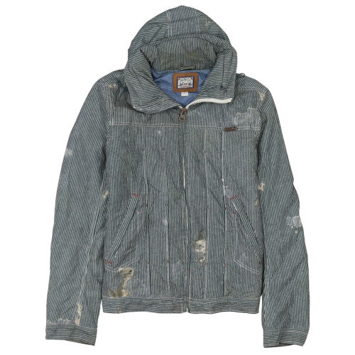 Diesel Men’s Blue Striped Hooded Workwear Jacket Size L