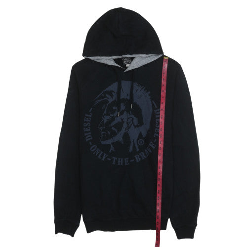 Diesel Men Black XL Pullover Hoodie Graphic Print Cotton