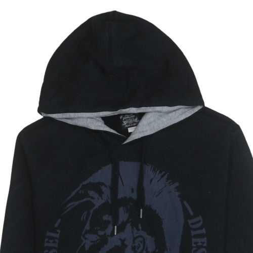 Diesel Men Black XL Pullover Hoodie Graphic Print Cotton