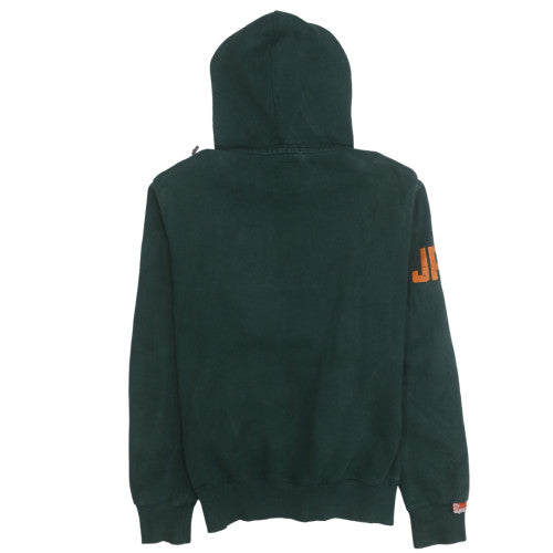 Superdry Mens Green Pullover Hoodie Small Graphic Print Fleece
