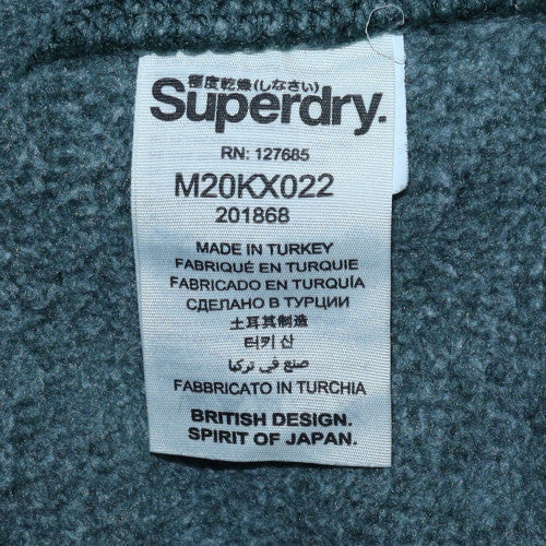 Superdry Mens Green Pullover Hoodie Small Graphic Print Fleece