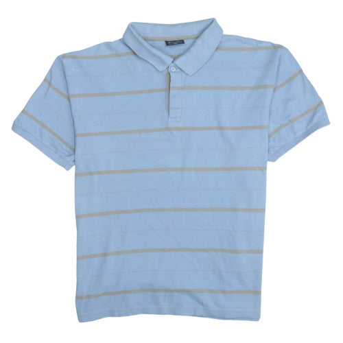 Champion Men's Blue Striped Polo Shirt Size XL Cotton Casual