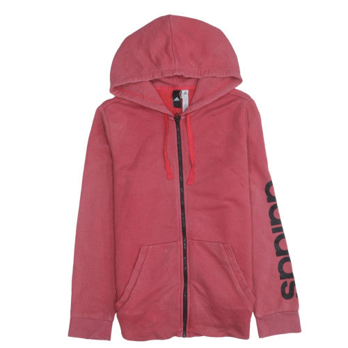 Adidas Womens Pink Full Zip Hoodie Size L Cotton Blend Casual