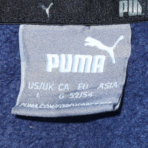 Puma Men's Blue Pullover Hoodie L Lightweight Fleece Sportswear