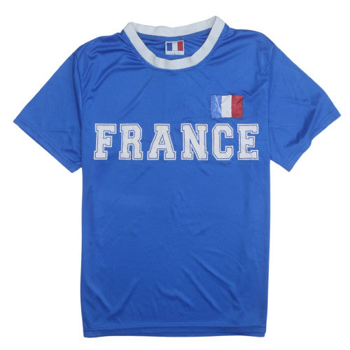 France Blue Short Sleeve Men's T-Shirt Size L Sports Fan Top