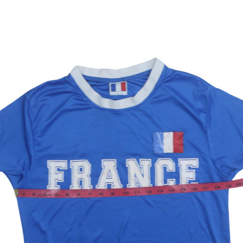 France Blue Short Sleeve Men's T-Shirt Size L Sports Fan Top