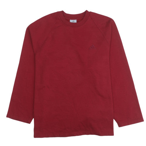 Adidas Mens Red Crew Neck Pullover Sweatshirt Size M