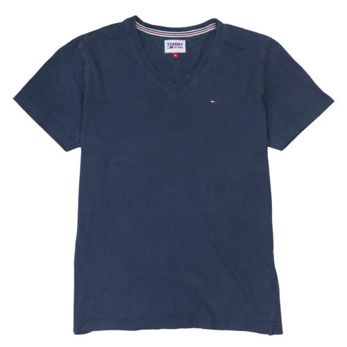 Tommy Jeans Men's Blue V-Neck Short Sleeve Cotton T-Shirt M