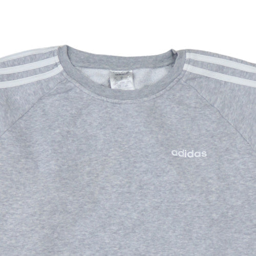 Adidas Womens Grey Crew Neck Sweatshirt Size 8-10 Cotton Blend