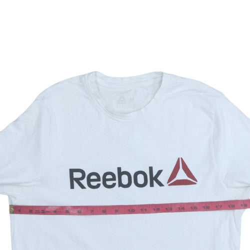 Reebok Men's White Crew Neck Graphic Logo Short Sleeve T-Shirt M