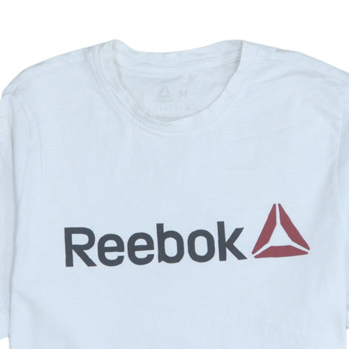 Reebok Men's White Crew Neck Graphic Logo Short Sleeve T-Shirt M