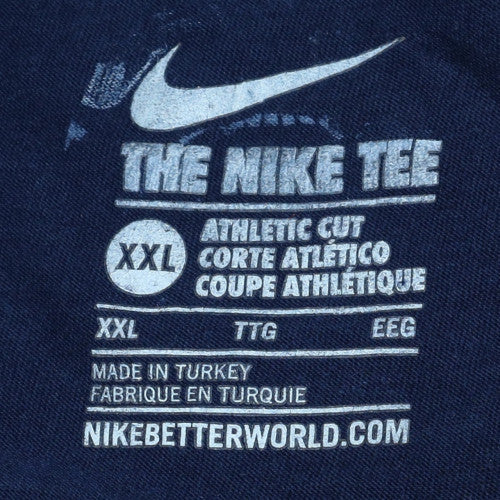 Nike Men's Navy Blue 'Just Do It' Athletic Cut T-Shirt XXL